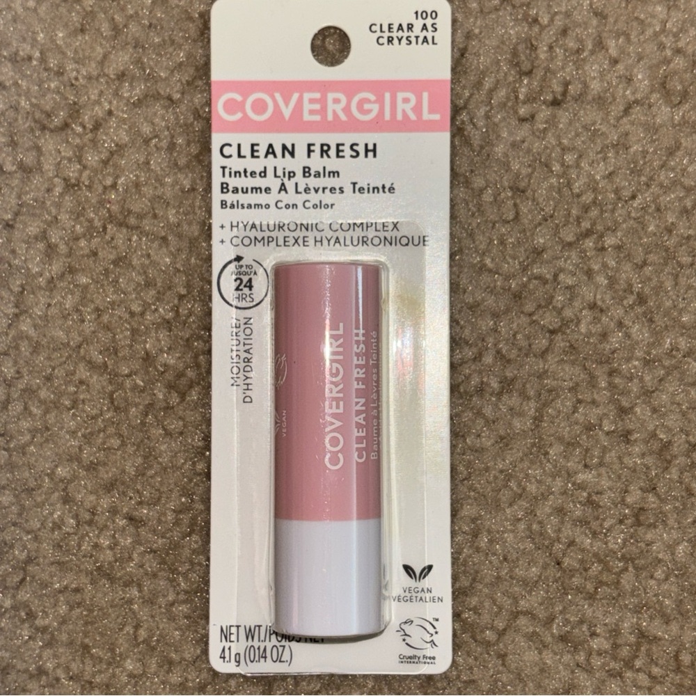 Covergirl Clean Fresh Tinted Lip Balm-Clear as Crystal 100, Vegan, .14oz New